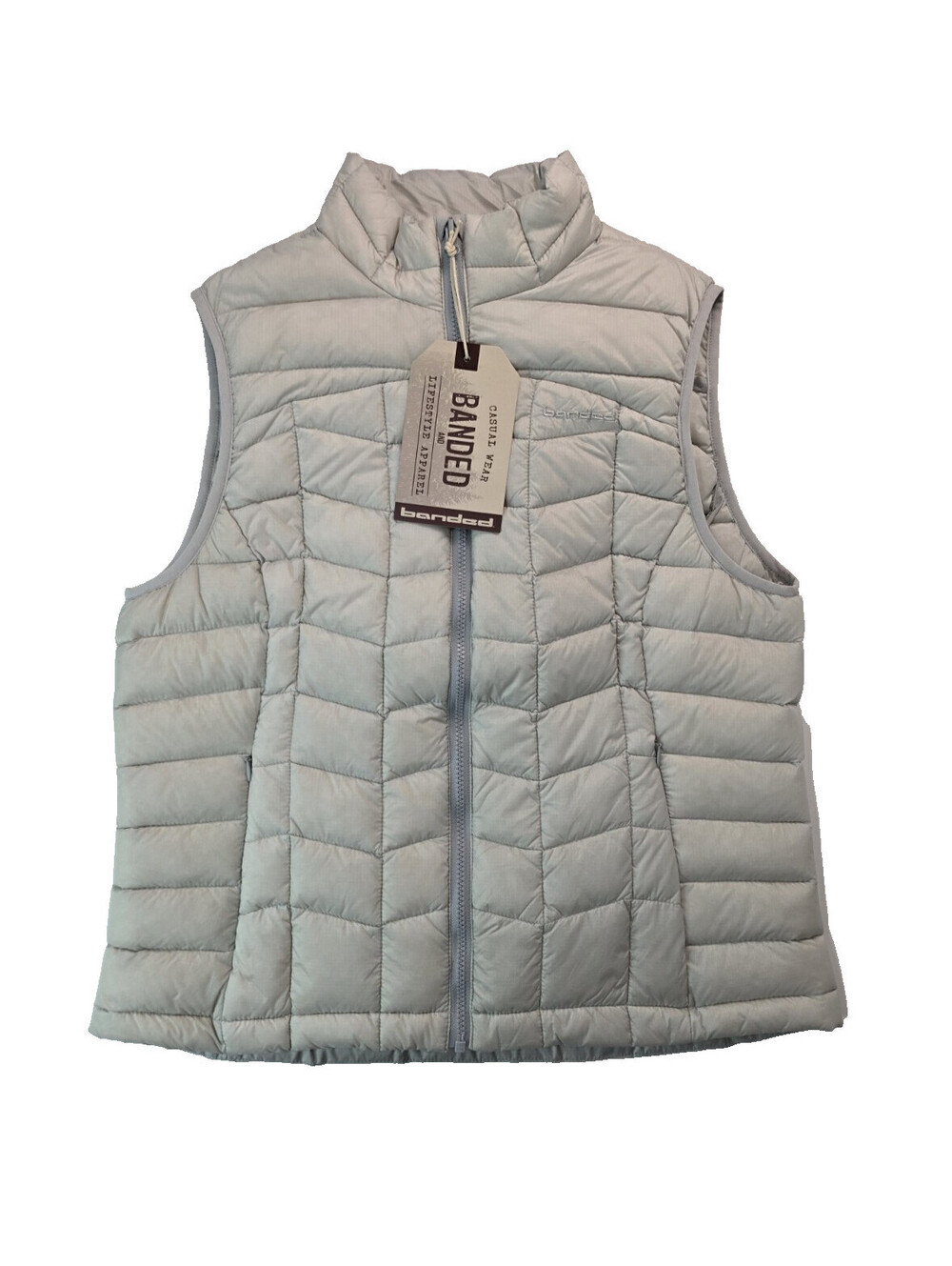 Banded Casual Gear Renew Smoke Grey Puffer Vest Womens Size Large L NEW NWT